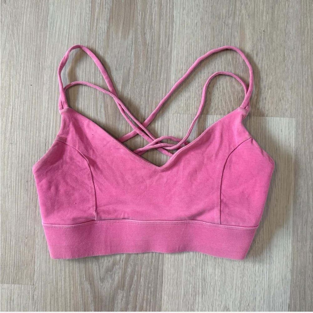 Pink Acid Wash Cotton Sports Bra Medium
